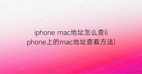iphonemac地址怎么查(iphone上的mac地址查看方法)
